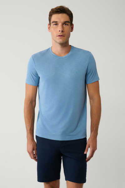 Men's Indigo T-Shirt Soft Touch Crew Neck Regular Fit B001031 - 6