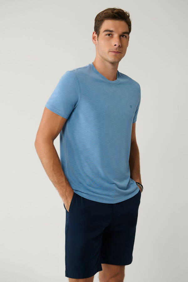 Men's Indigo T-Shirt Soft Touch Crew Neck Regular Fit B001031 - 8