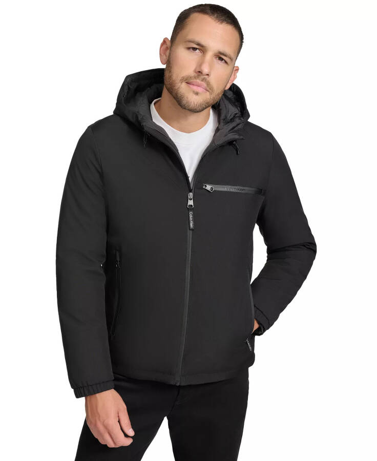 Men's Infinite Stretch Water-Resistant Hooded Jacket Black - 1