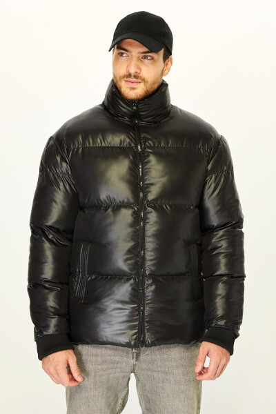 Men's Insulated Black Windproof Puffer Jacket - 4