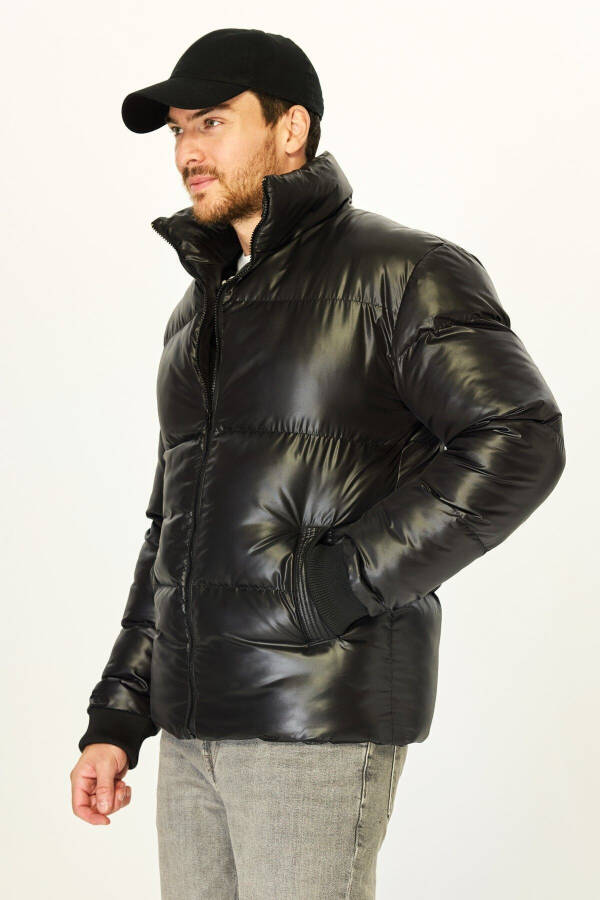 Men's Insulated Black Windproof Puffer Jacket - 5