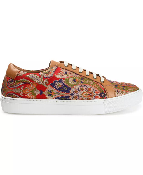 Men's Jack Handcrafted Leather and Water-repellent Sneakers Red Paisley - 2