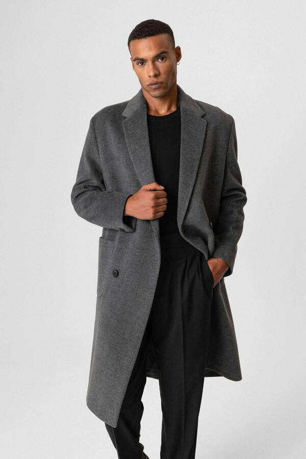 Men's jacket with anthracite texture and crossover closure. - 2