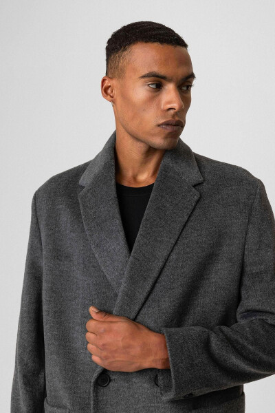 Men's jacket with anthracite texture and crossover closure. - 5