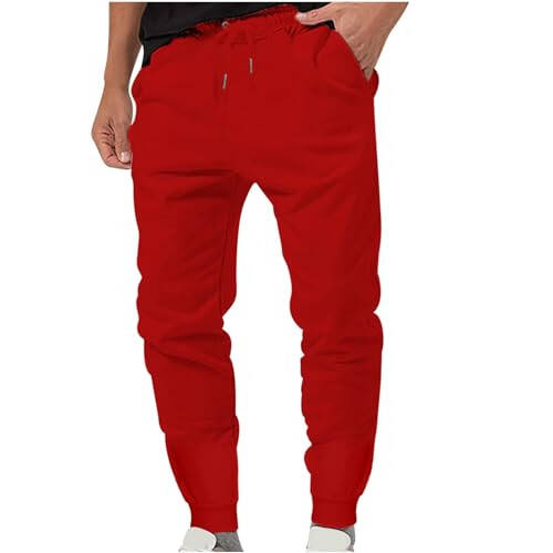 Men's Jogger Running Workout Pants Casual Slim Fit Tapered Pants Stylish Bright Color Elastic Waist Drawstring Pockets - 1