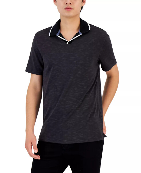 Men's Johnny Collar Polo, Created for Modazone Deep Black - 4