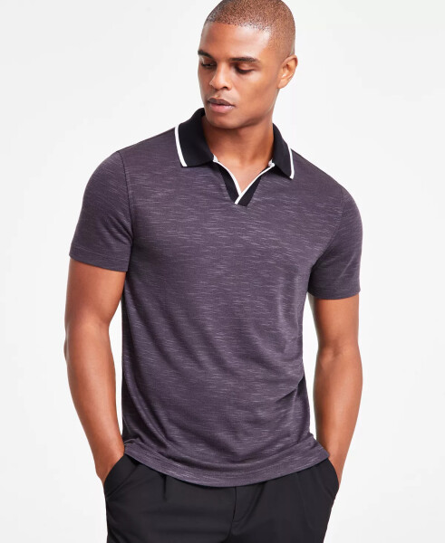 Men's Johnny Collar Polo, Created for Modazone Deep Black - 1