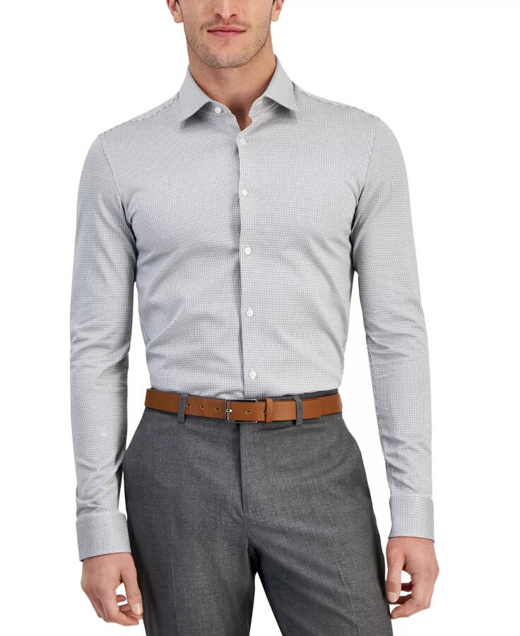 Men's Kenno Slim-Fit Dress Shirt Grey Geometric - 1