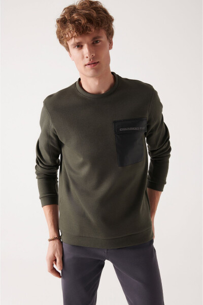 Men's Khaki Crewneck Sweatshirt - 1