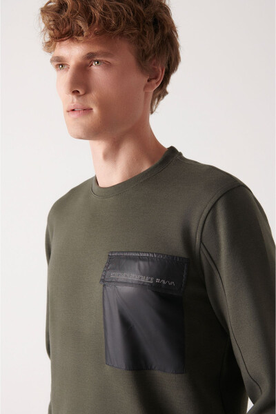 Men's Khaki Crewneck Sweatshirt - 2