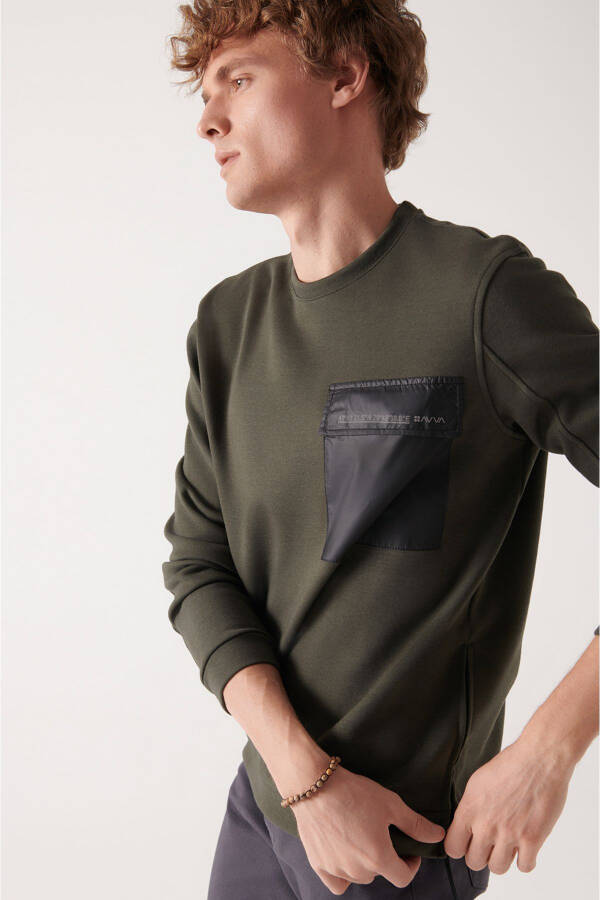 Men's Khaki Crewneck Sweatshirt - 3