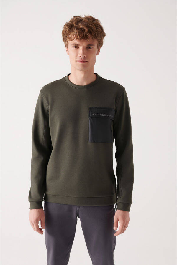 Men's Khaki Crewneck Sweatshirt - 5