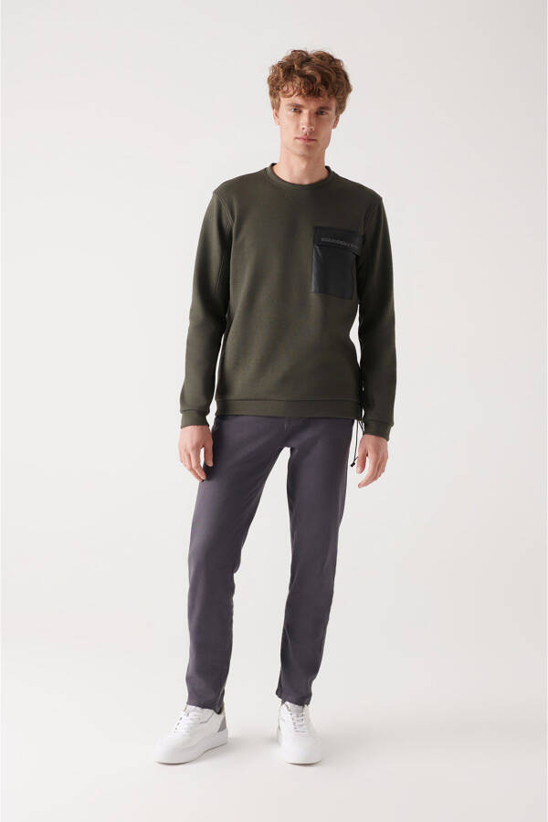 Men's Khaki Crewneck Sweatshirt - 7