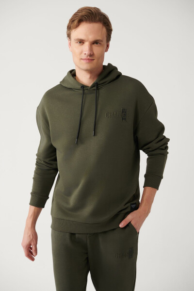 Men's Khaki Hooded Sweatshirt - 1