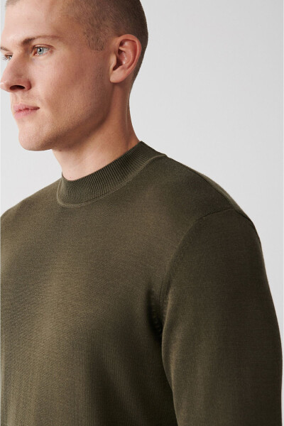 Men's Khaki Knit Sweater - 2