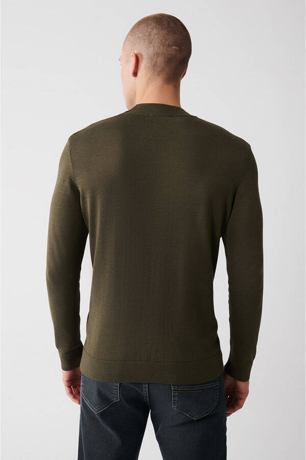 Men's Khaki Knit Sweater - 4