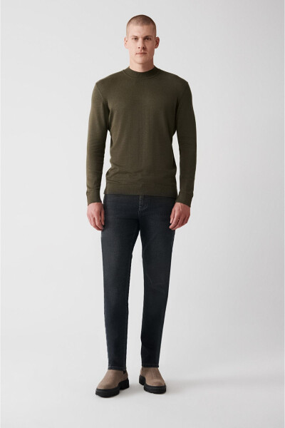 Men's Khaki Knit Sweater - 5