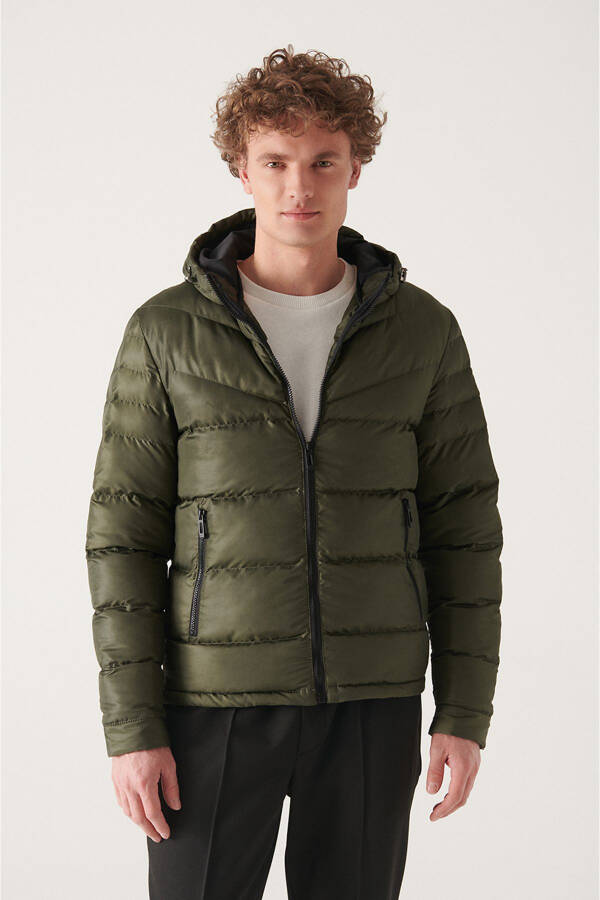 Men's Khaki Puffer Jacket - 1