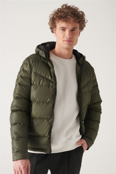 Men's Khaki Puffer Jacket - 3