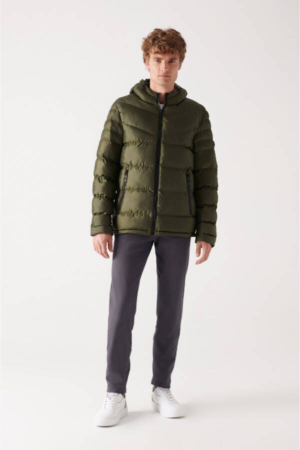 Men's Khaki Puffer Jacket - 7