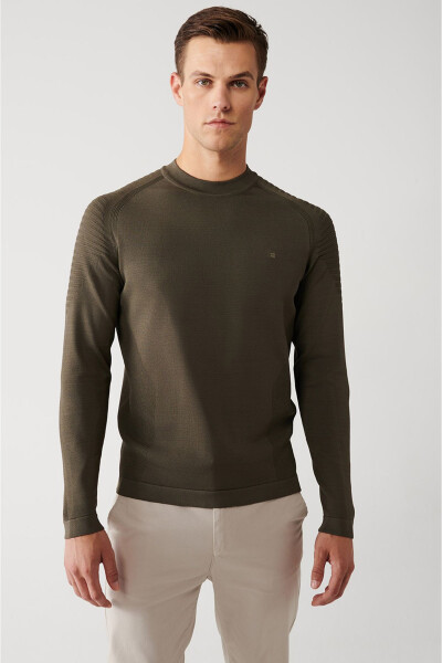 Men's Khaki Rayon Knit Sweater - 2