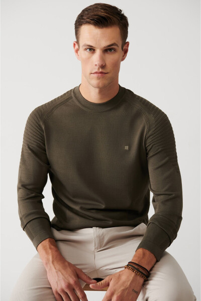 Men's Khaki Rayon Knit Sweater - 4