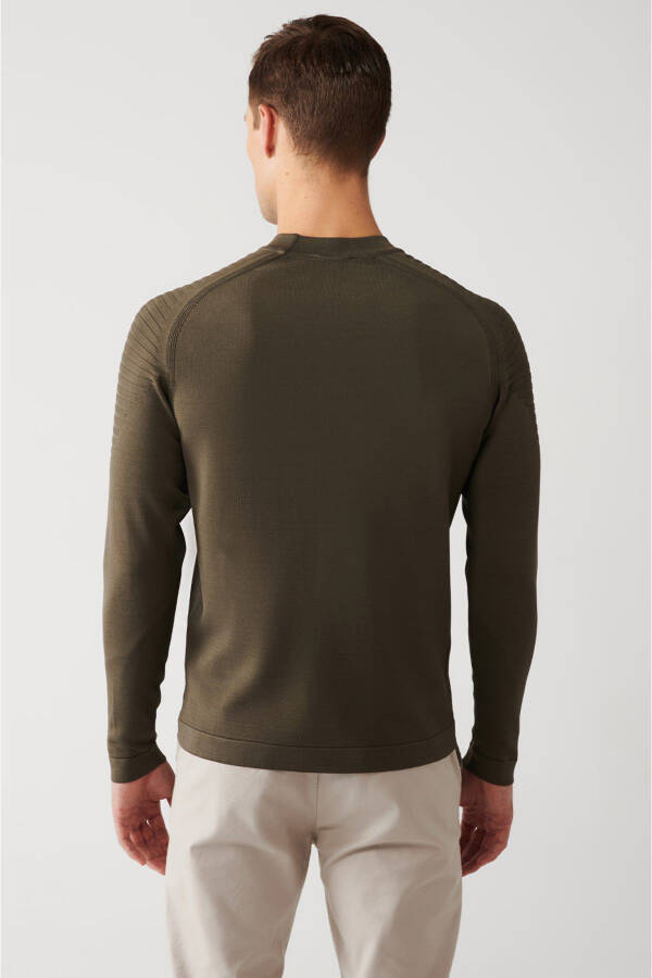 Men's Khaki Rayon Knit Sweater - 5