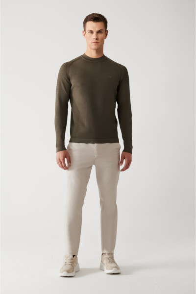 Men's Khaki Rayon Knit Sweater - 6