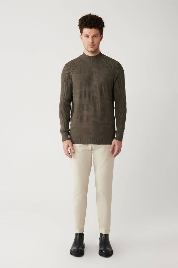 Men's Khaki Rayon Knit Sweater - 5