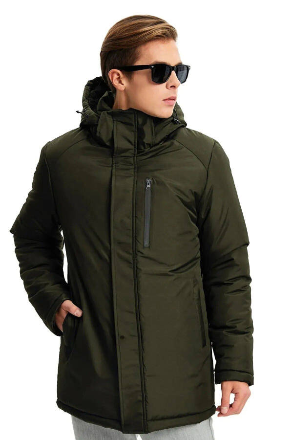 Men's Khaki Removable Hood Windproof Winter Jacket & Coat & Parka - 8