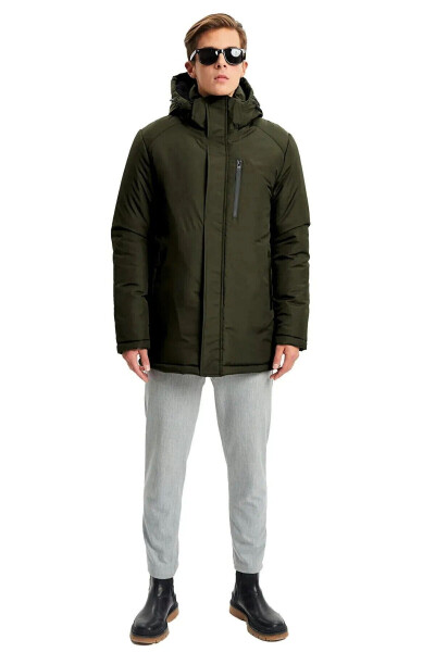 Men's Khaki Removable Hood Windproof Winter Jacket & Coat & Parka - 9