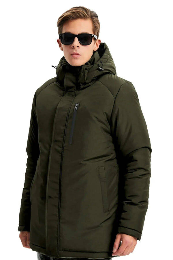 Men's Khaki Removable Hood Windproof Winter Jacket & Coat & Parka - 10