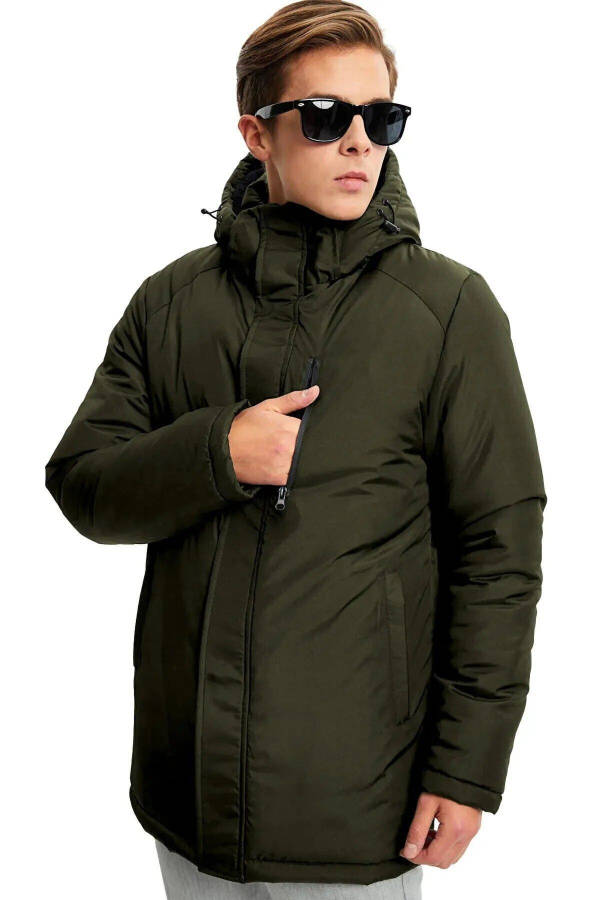 Men's Khaki Removable Hood Windproof Winter Jacket & Coat & Parka - 12