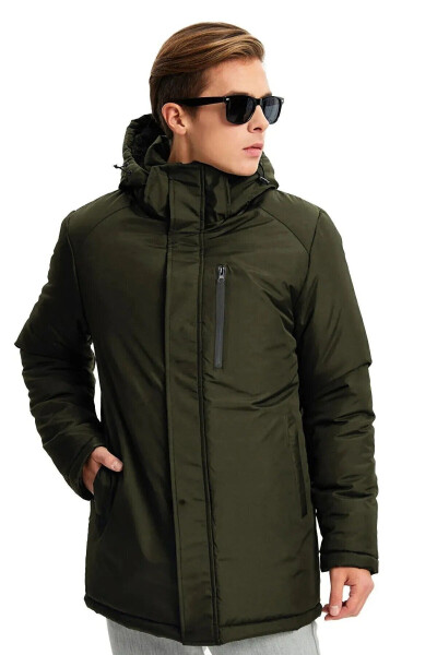 Men's Khaki Removable Hood Windproof Winter Jacket & Coat & Parka - 1