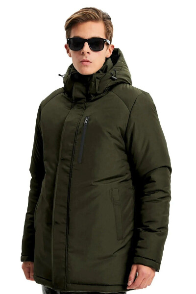 Men's Khaki Removable Hood Windproof Winter Jacket & Coat & Parka - 3