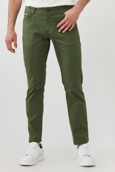 Men's Khaki Slim Fit Skinny 5 Pocket Stretch Chino Pants - 1