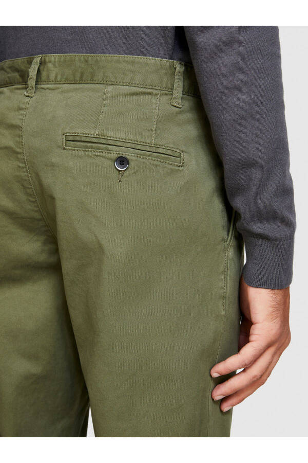 Men's Khaki Slim Fit Vintage Effect Chino Pants - 6