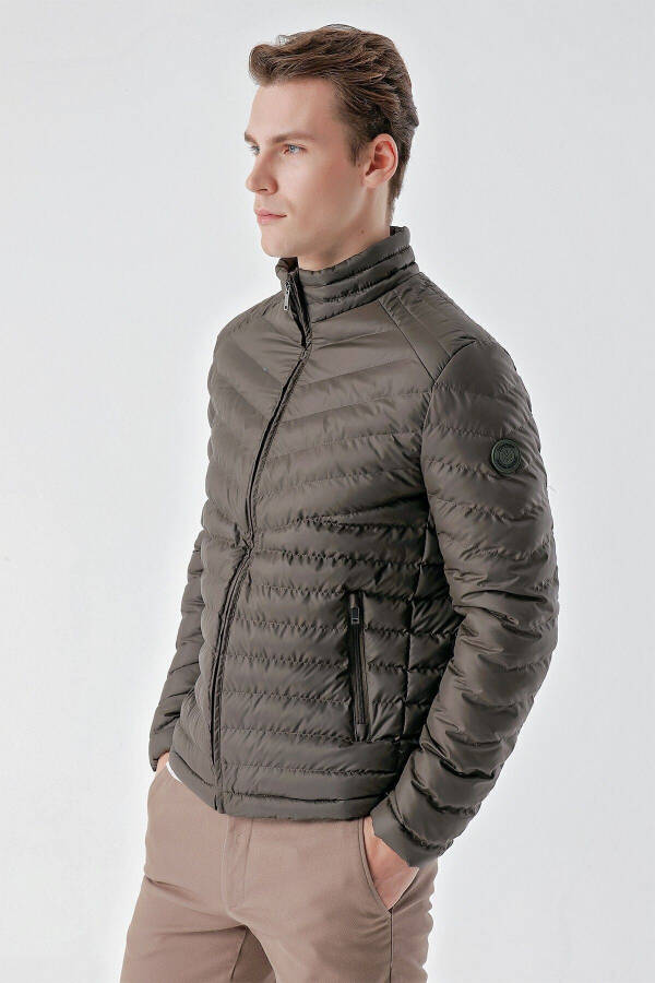 Men's Khaki Water-Repellent Windproof Dynamic Fit Relaxed Fit Puffer Jacket - 12