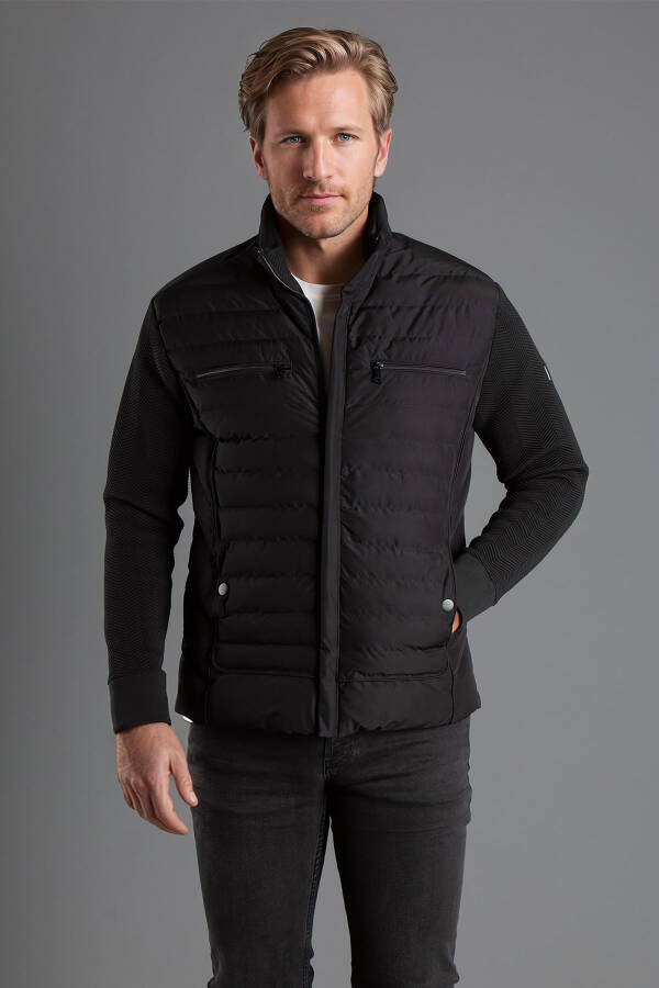 Men's Knitted Black Puffer Jacket 5587 - 1