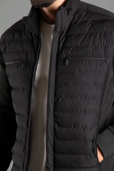 Men's Knitted Black Puffer Jacket 5587 - 3