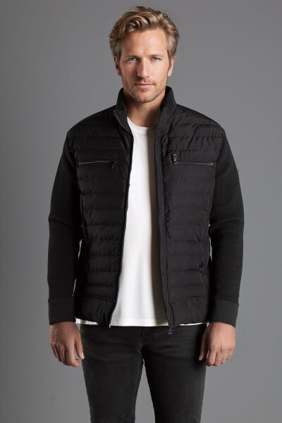 Men's Knitted Black Puffer Jacket 5587 - 4