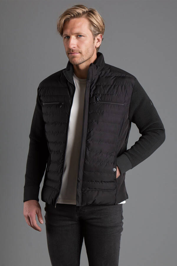 Men's Knitted Black Puffer Jacket 5587 - 5