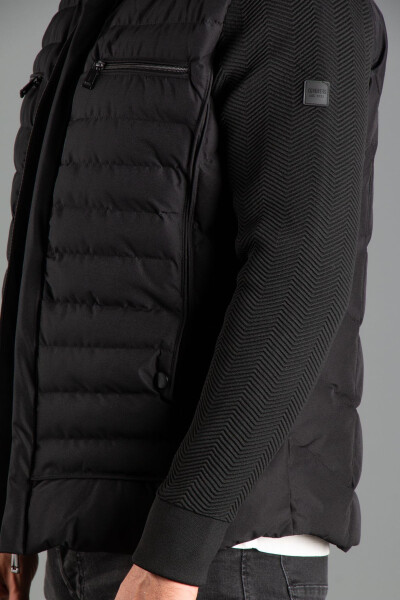 Men's Knitted Black Puffer Jacket 5587 - 6