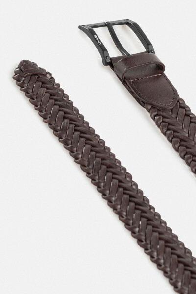 Men's leather belt, 100% leather, braided design. A41y9322 - 2