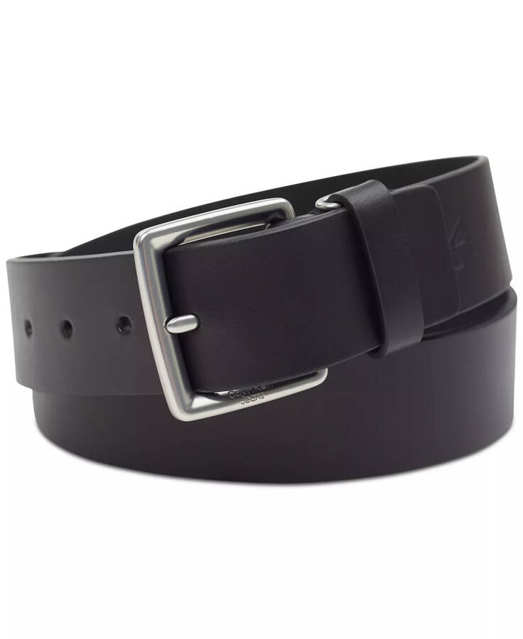 Men's Leather Belt with Keeper Ring Black - 1