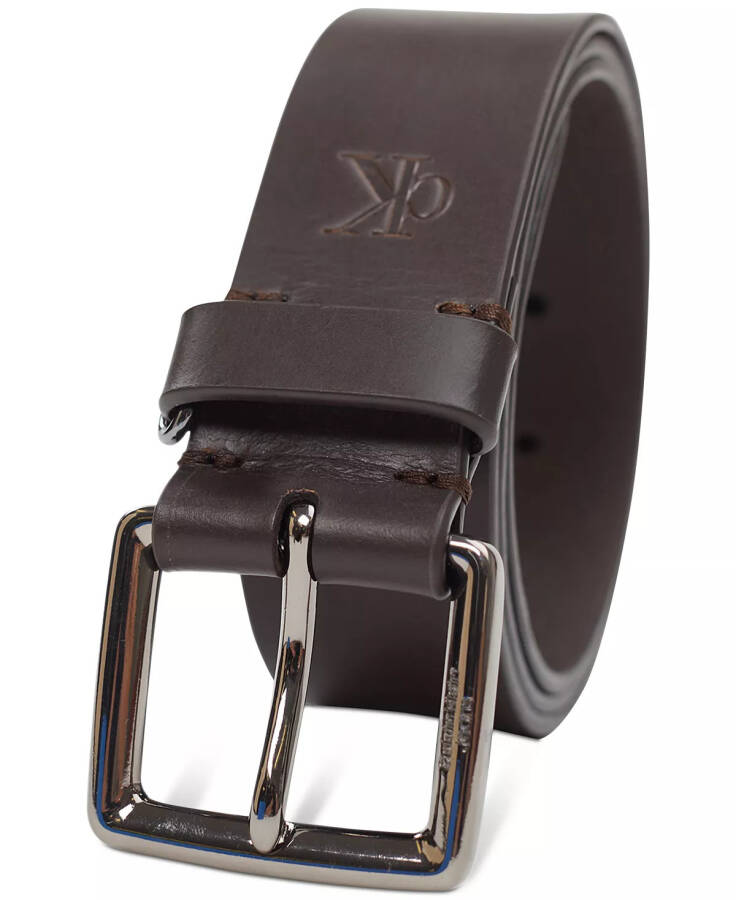 Men's Leather Belt with Keeper Ring Dark Brown - 2