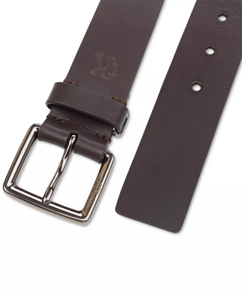 Men's Leather Belt with Keeper Ring Dark Brown - 4