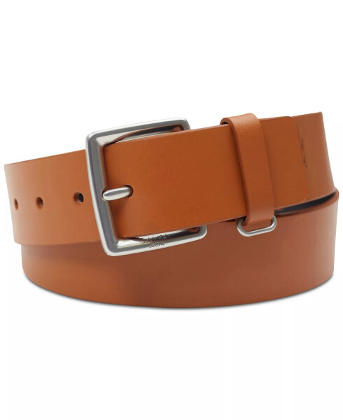 Men's Leather Belt with Keeper Ring Dark Brown - 6