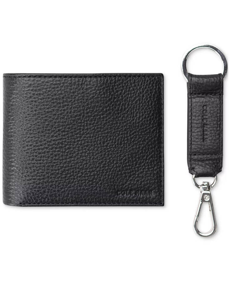 Men's Leather Billfold Wallet With Key Fob Black - 1