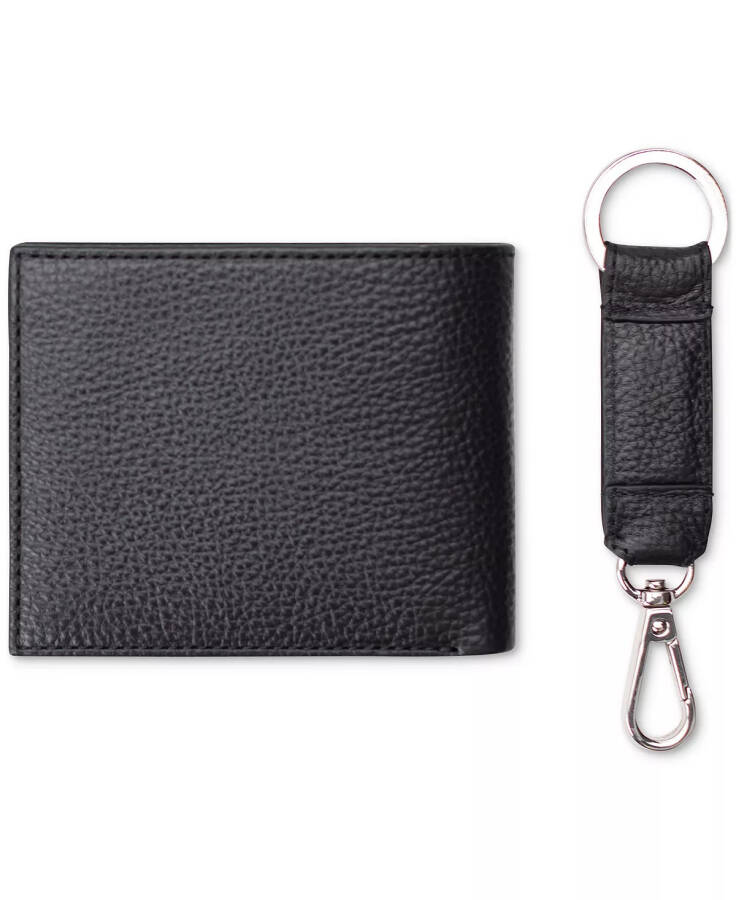 Men's Leather Billfold Wallet With Key Fob Black - 3